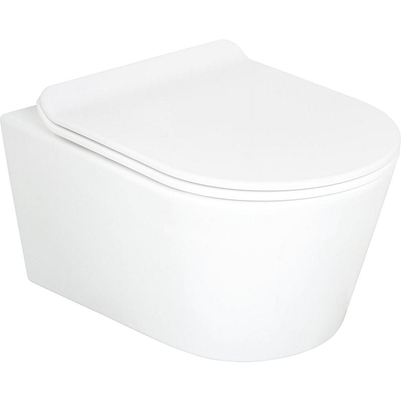 Pack combiné Kuraika Wand-fond creux WC bord de rinçagelos et Abattant WC Kapuas Sandwich softclose