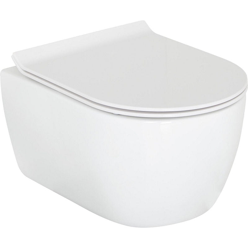 Pack combiné Aksai Wand-fond creux WC bord de rinçagelos et Abattant WC Aksai Sandwich softclose