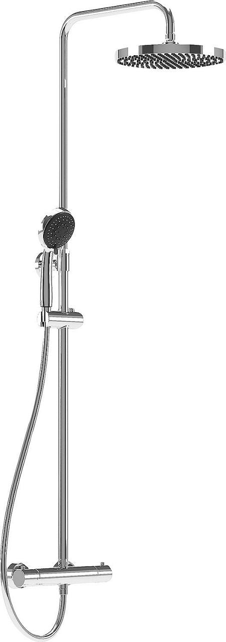 Kalamas Thermostat-Duschsäule mit 5-Strahl-Handbrause und Kopfbrause Ø 245 mm Chrom
