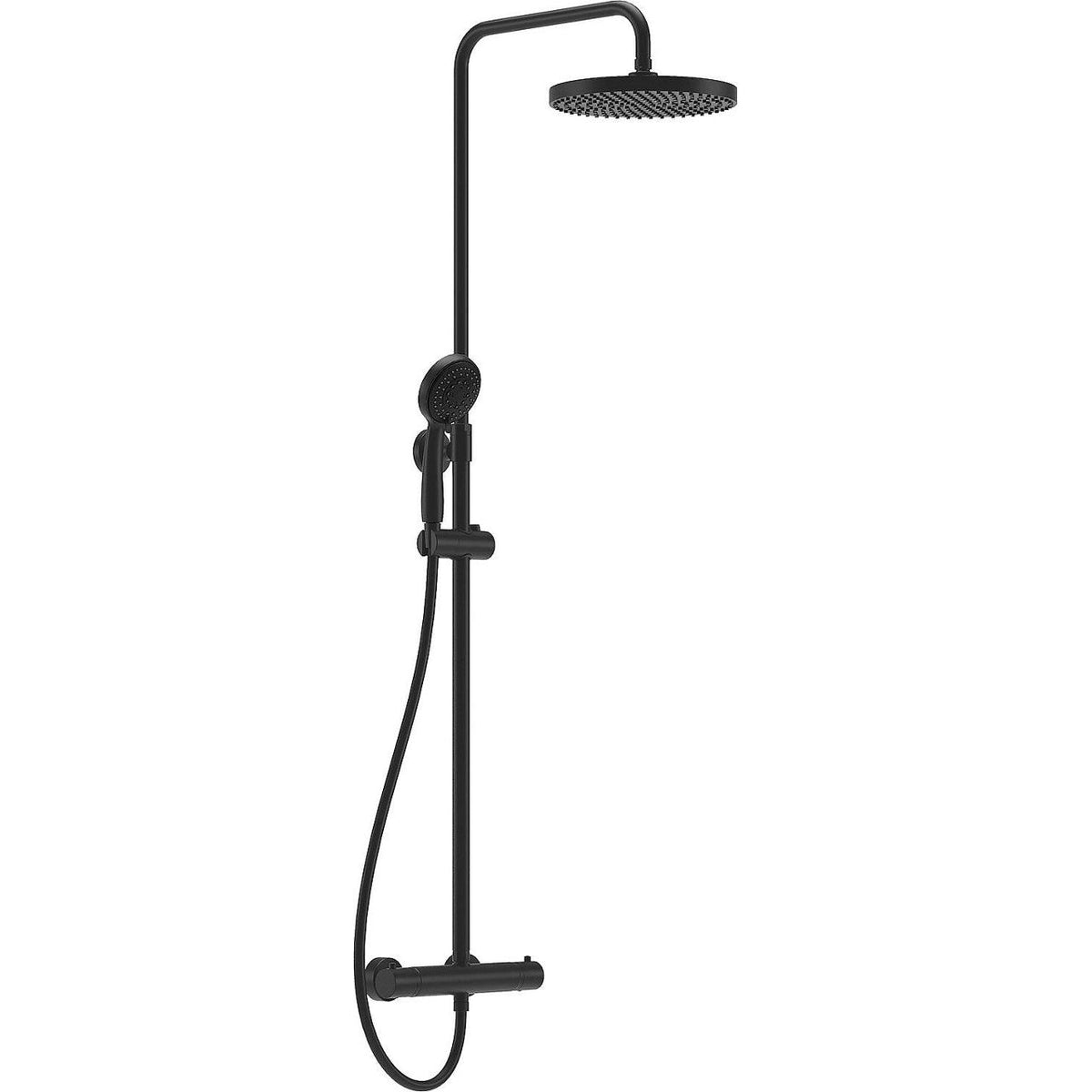 Kalamas Thermostat-Duschsäule mit 5-Strahl-Handbrause und Kopfbrause Ø 245 mm Chrom