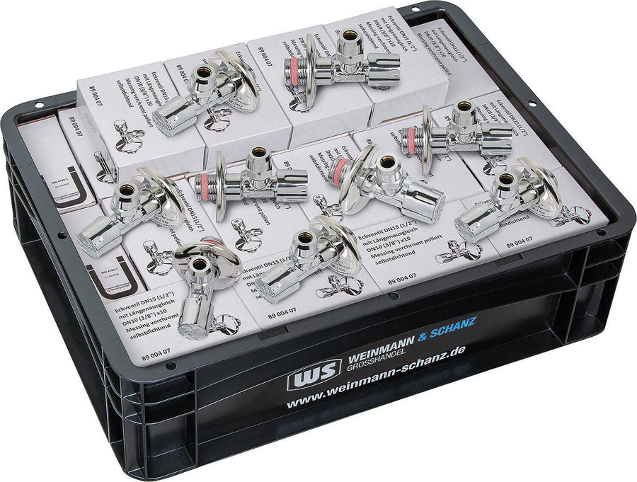 Vanne équerre DN15 (1/2"), lot avantageux de 44 pièces, y compris WS-Box