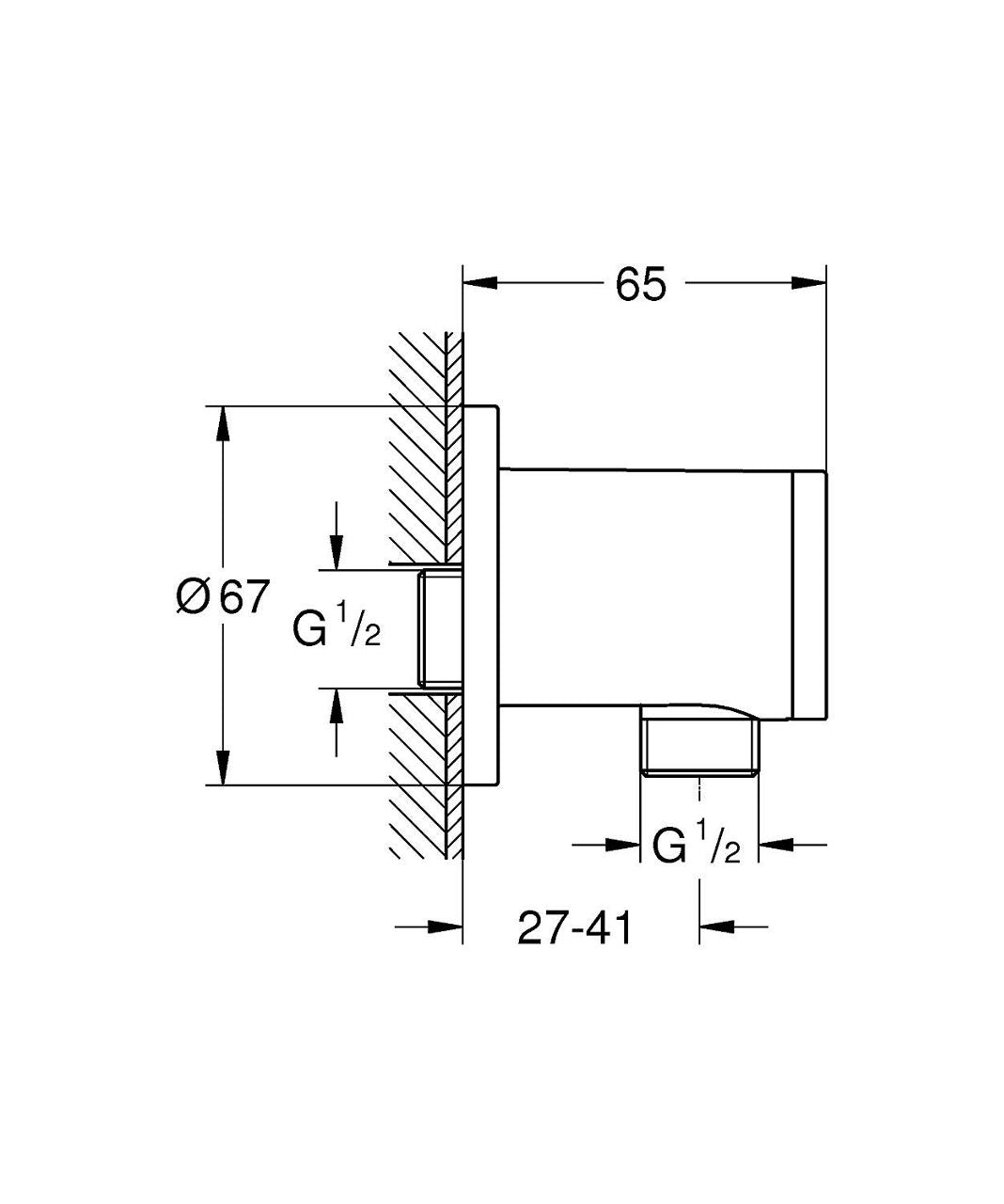 Coude mural Grohe Tempesta DN15 avec rosace ronde chromé