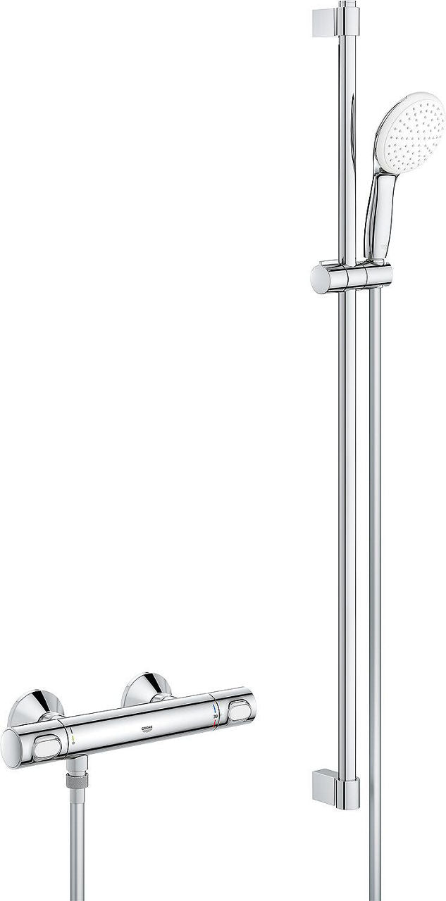Thermostatique douche Grohe Grohtherm 500 barre 600 mm, douchette Ø 110 mm et flexible chrome
