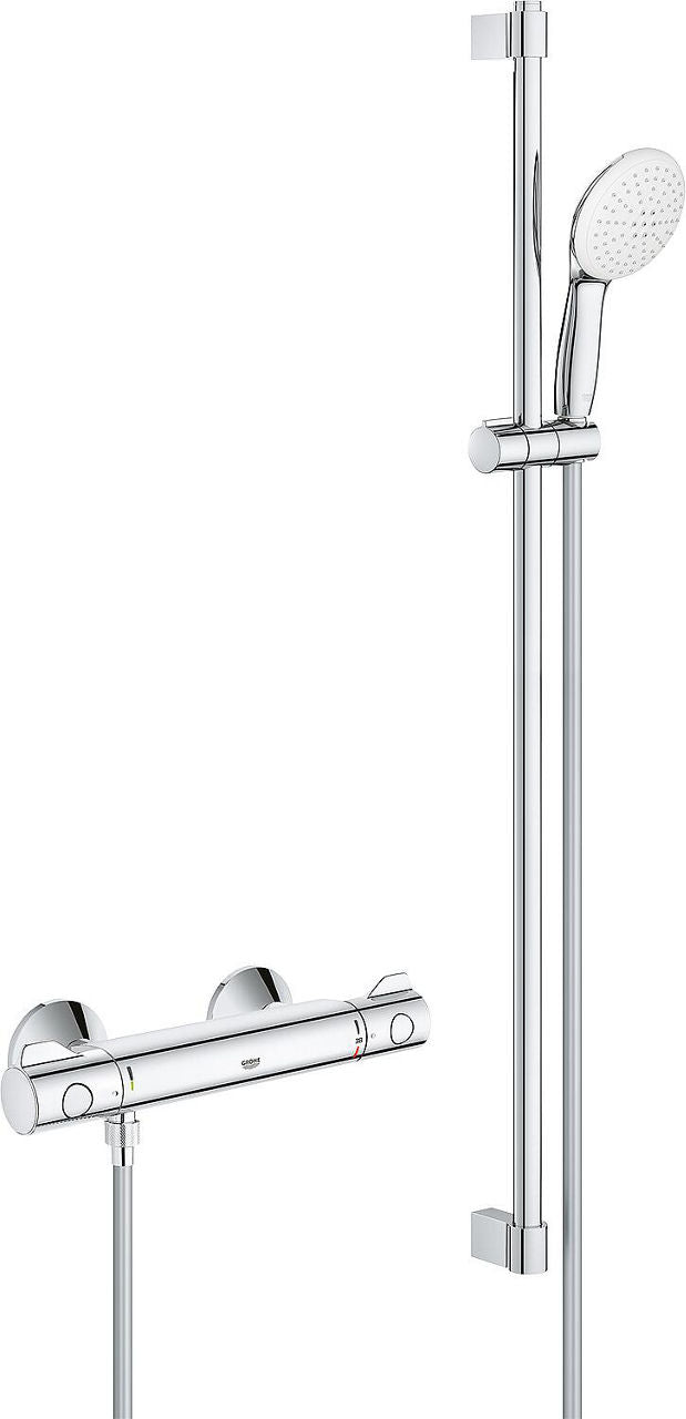 Grohe Grohtherm 800 Brausethermostat mit 600 mm Brausestange, Ø 110 mm Handbrause, Chrom