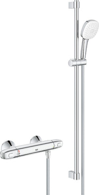 Thermostatique douche Grohe Grohtherm 1000 avec barre 600 mm douchette Cube Ø 110 mm chrome
