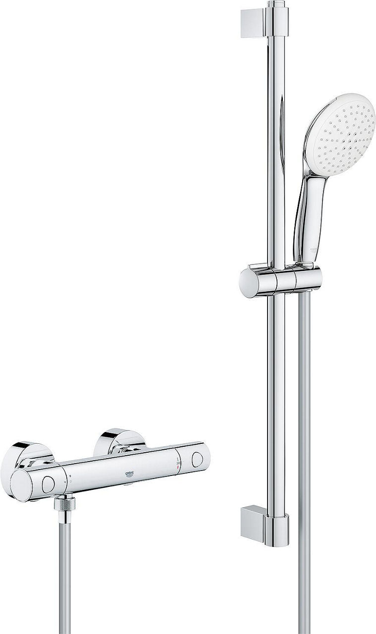 Colonne de douche thermostatique Grohe Grohtherm 800 C avec barre 600 mm douchette Ø 110 mm chrome