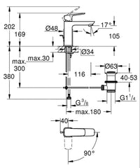 Mitigeur de lavabo Grohe Cubeo M saillie 116mm chromé