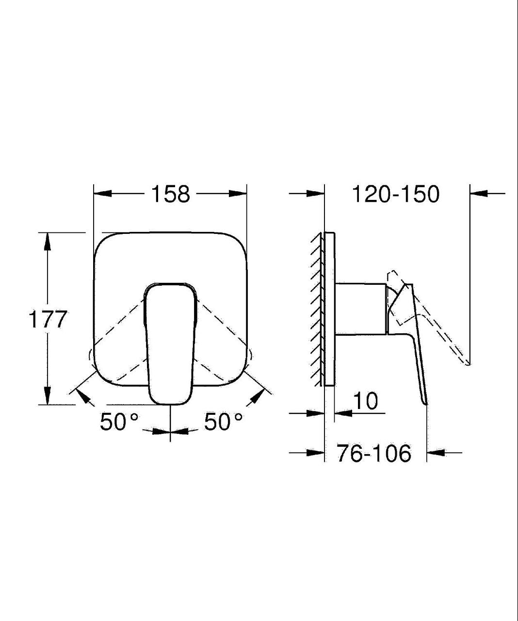 Mitigeur douche encastré Grohe Cubeo rosace 158x158 mm chromé