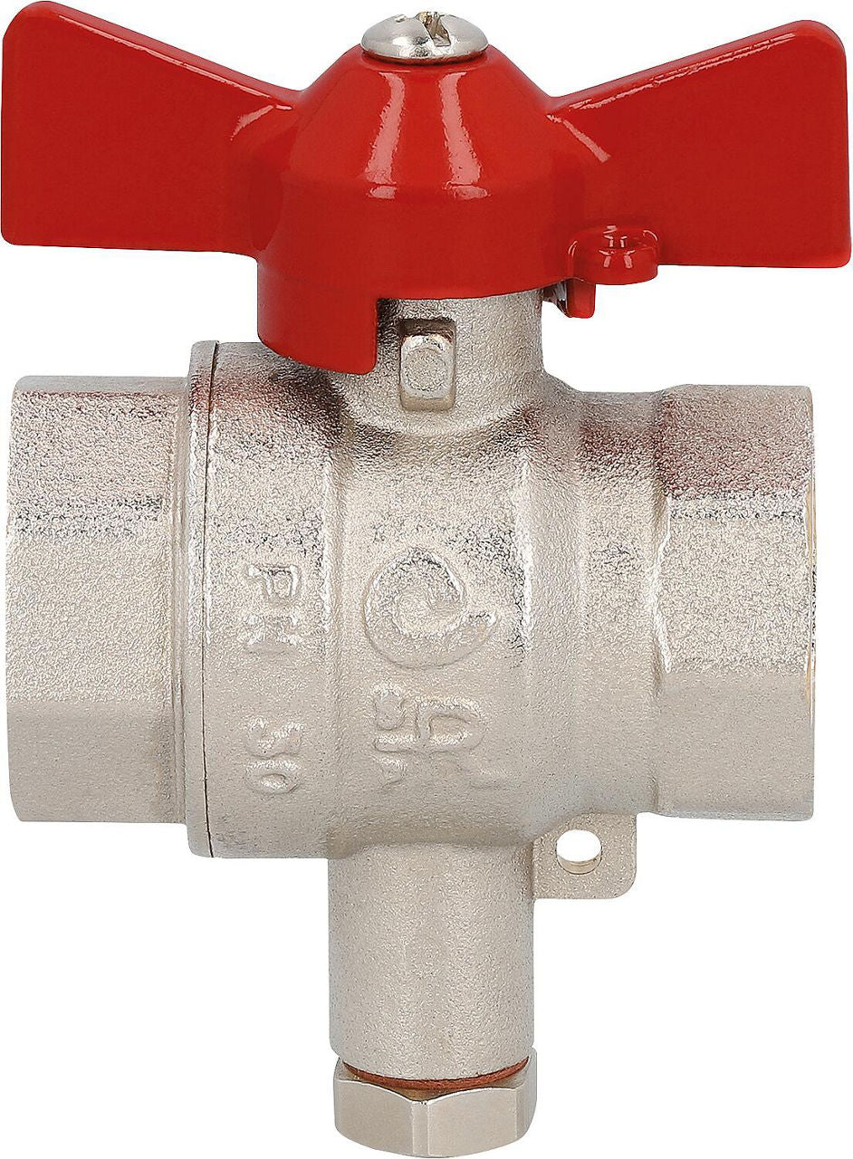 Robinet à boisseau sphérique laiton femelle × femelle avec raccord de sonde M10x1