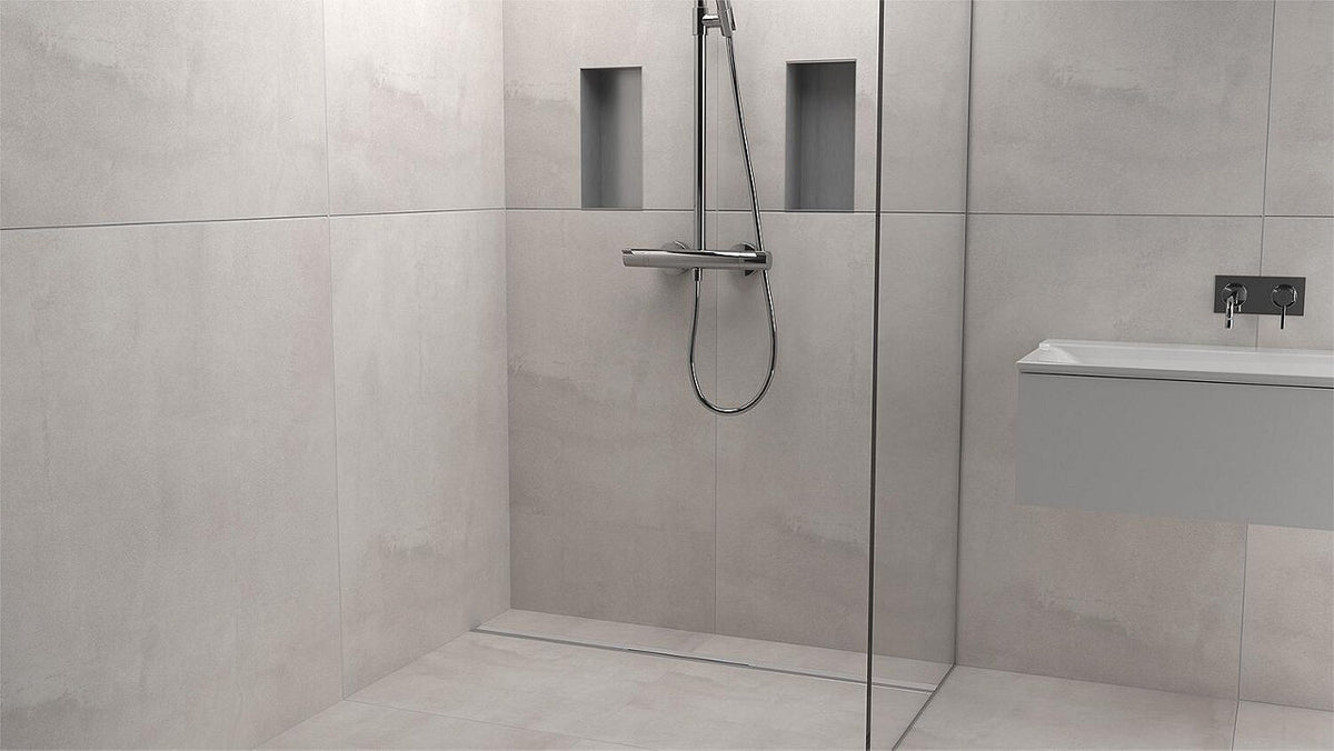 Caniveau de douche linéaire Evenes Set complet, modèle de rénovation