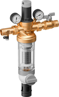 Station de filtration d'eau domestique Resideo HS10S-LFAA avec douille filetée et robinet d'arrêt à boisseau, sans plomb
