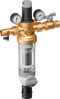 Station de filtration d'eau domestique Resideo HS10S-LFAA avec douille filetée et robinet d'arrêt à boisseau, sans plomb