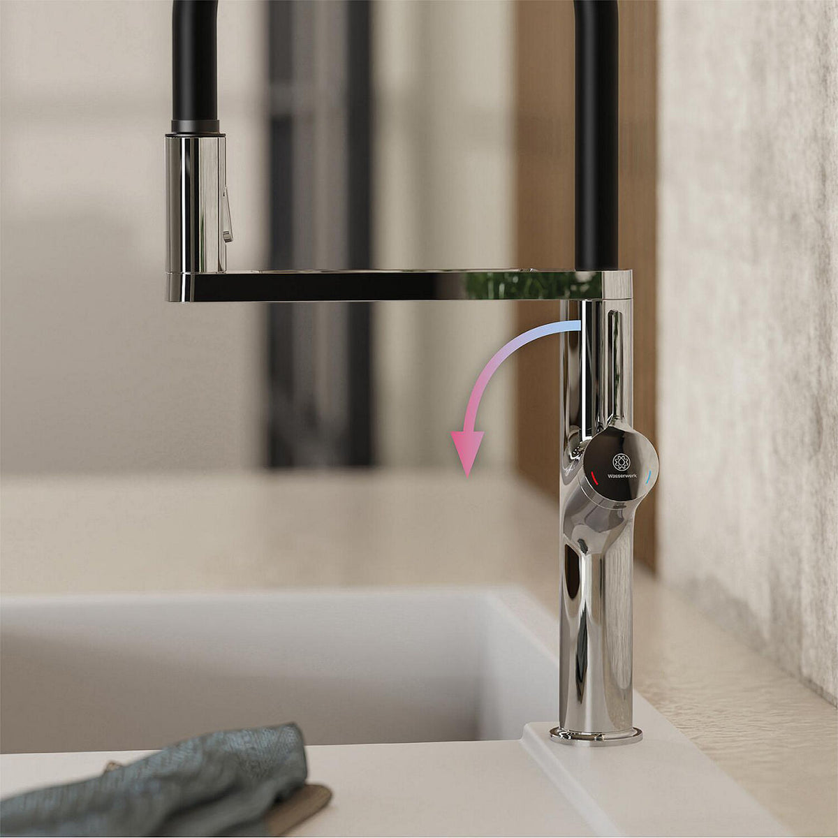 Mitigeur d'évier Wasserwerk WK 2 avec douchette extractible pour la vaisselle