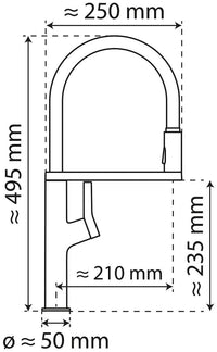 Mitigeur d'évier Wasserwerk WK 2 avec douchette extractible pour la vaisselle