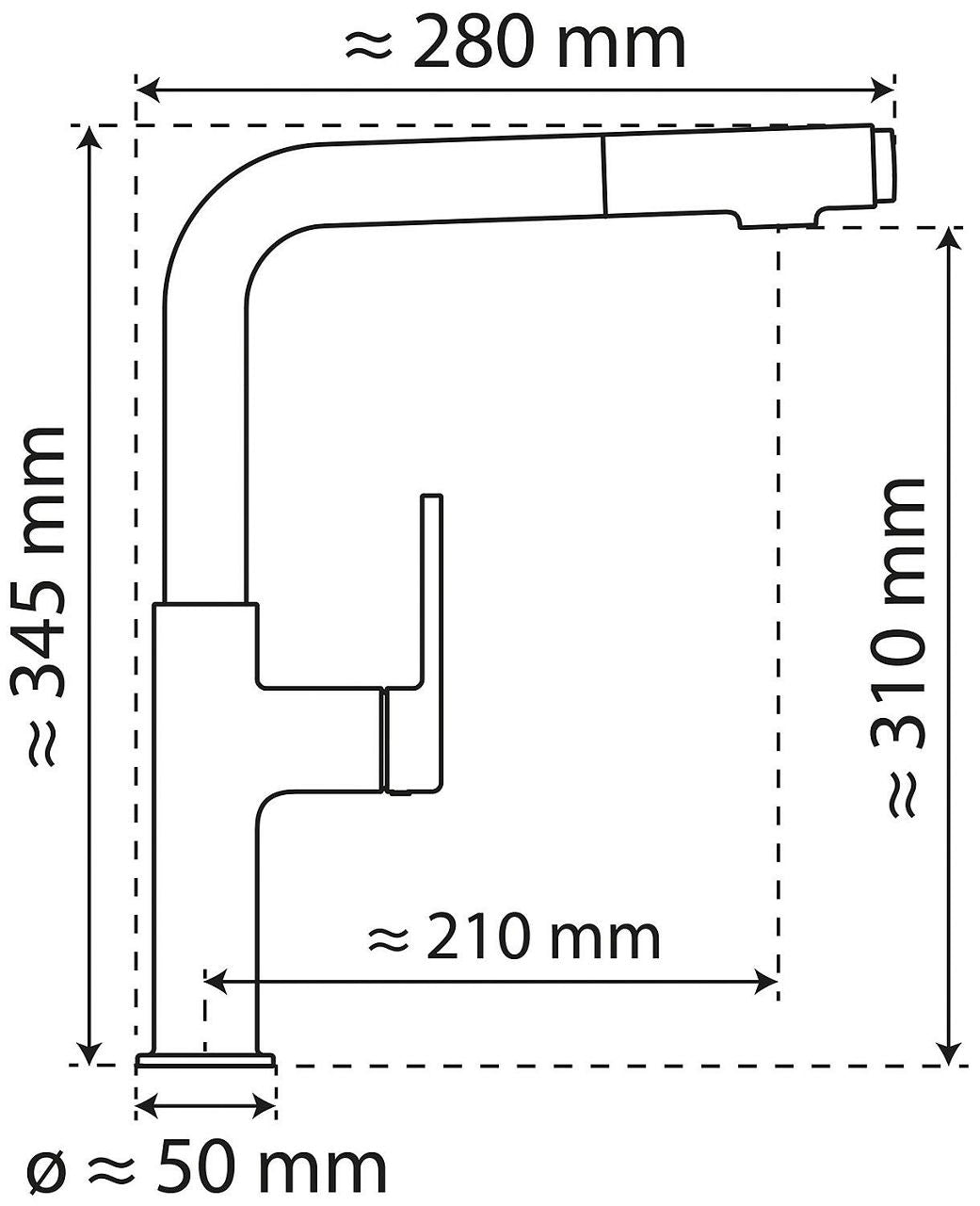 Mitigeur d'évier Wasserwerk WK 2 avec douchette extractible pour la vaisselle
