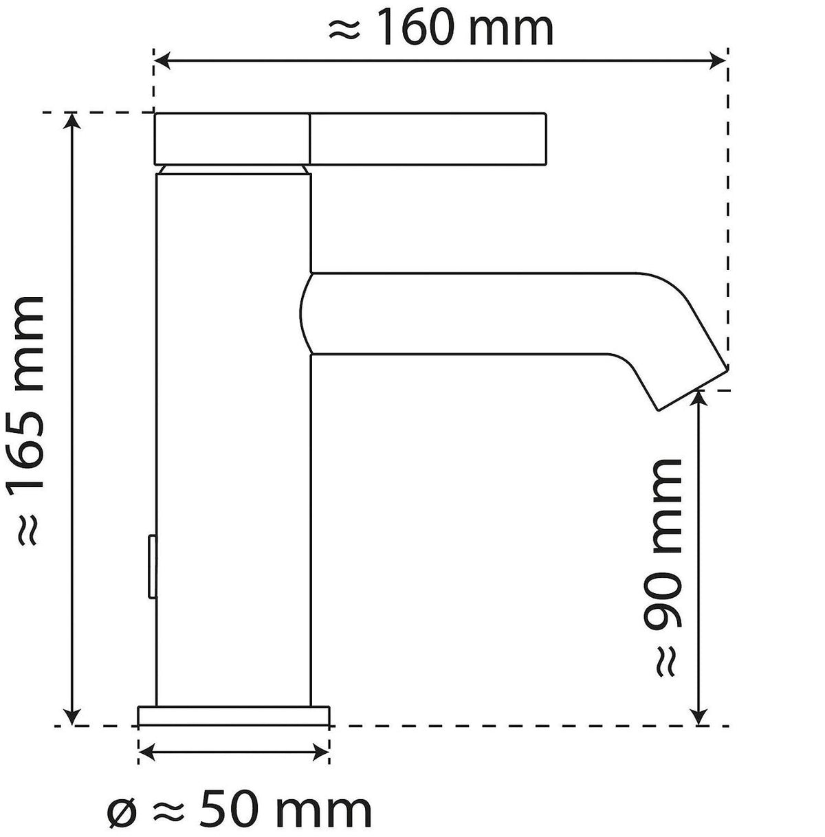 Mitigeur de lavabo Wasserwerk WT 11 saillie 160mm chromé