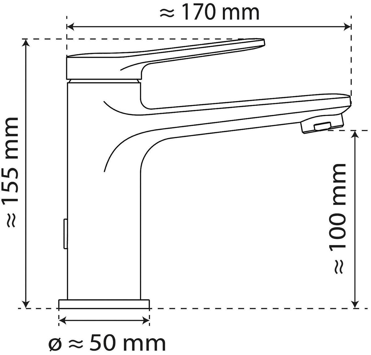 Mitigeur de lavabo Wasserwerk WT saillie 170 mm chromé