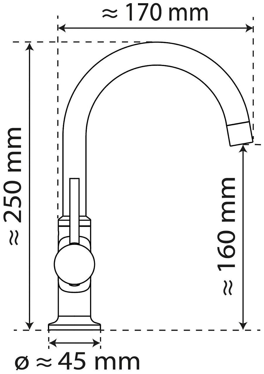 Mitigeur de lavabo Wasserwerk WT saillie 170 mm chromé