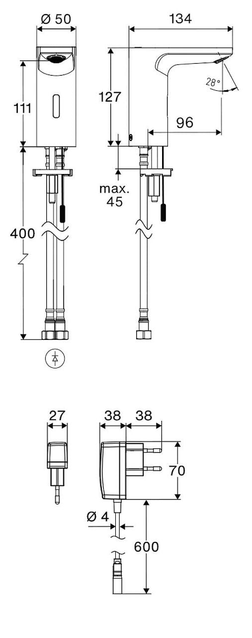 Robinetterie électronique de lavabo Schell Celis E2 chromée