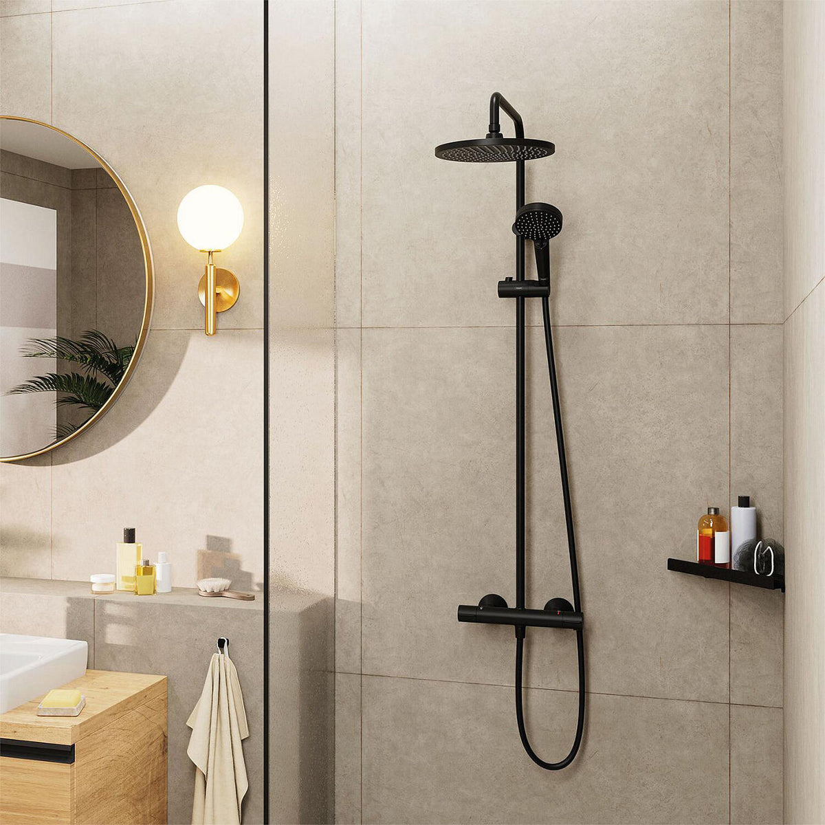 Colonne de douche Hansgrohe Vernis Blend 240 EcoSmart thermostatique noir mat