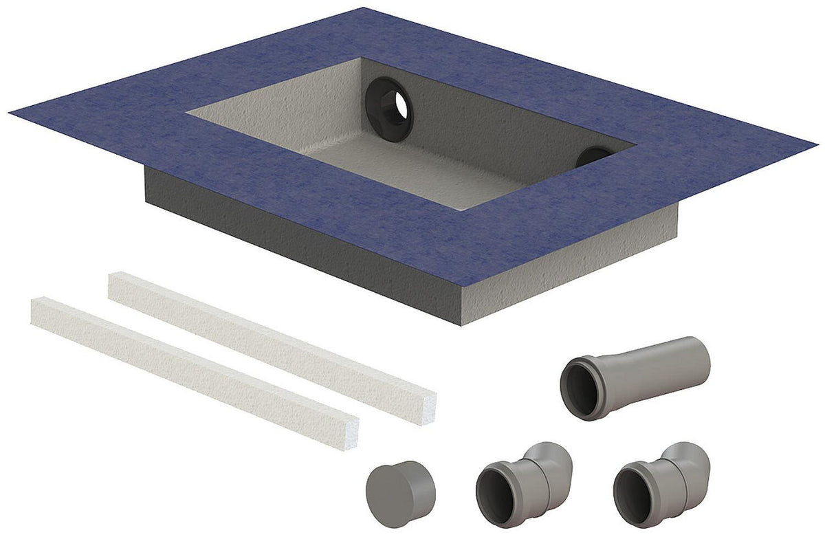 Boîte d'écoulement DN50 LxlxH 460x320x100mm sans siphon