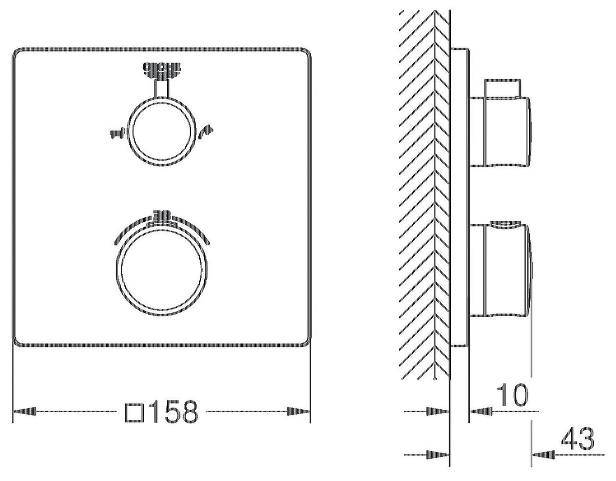 Thermostatique bain-douche encastré Grohe Grohtherm 2 sorties chromé