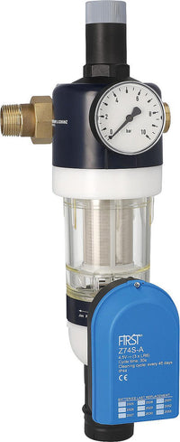 WS Station de filtration d'eau domestique DN25 (1") avec raccord, manomètre et rétrolavage automatique à piles