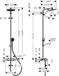 Hansgrohe Duschsäule Activera S 240 1jet mit Badethermostat Chrom