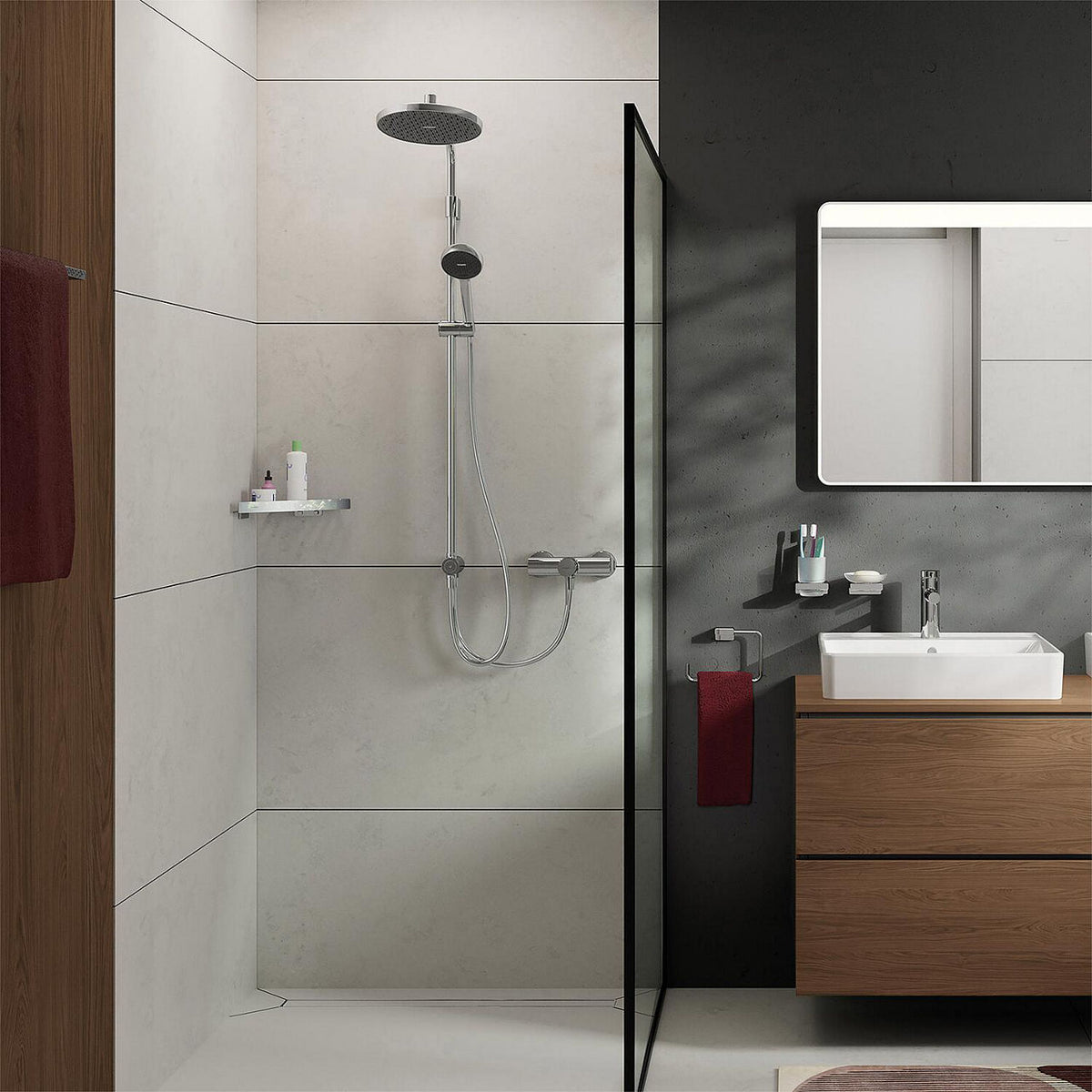 Hansgrohe Activera S 240 Duschsystem 1jet mit Handbrause Ø95mm und Kopfbrause Ø240mm verchromt