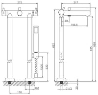 Thermostatique bain-douche sur pied Kos avec douchette stick chromé