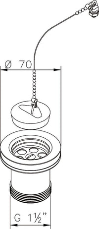 Soupape d'écoulement avec bouchon et chaîne