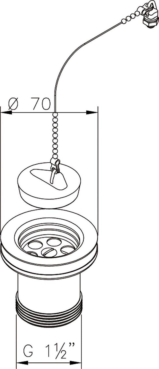 Soupape d'écoulement avec bouchon et chaîne