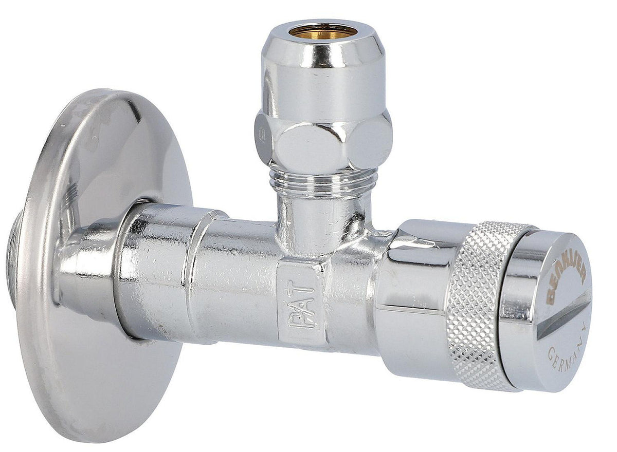 Vanne d'équerre avec filtre DN 15 x DN 10 (1/2'' x 3/8'')