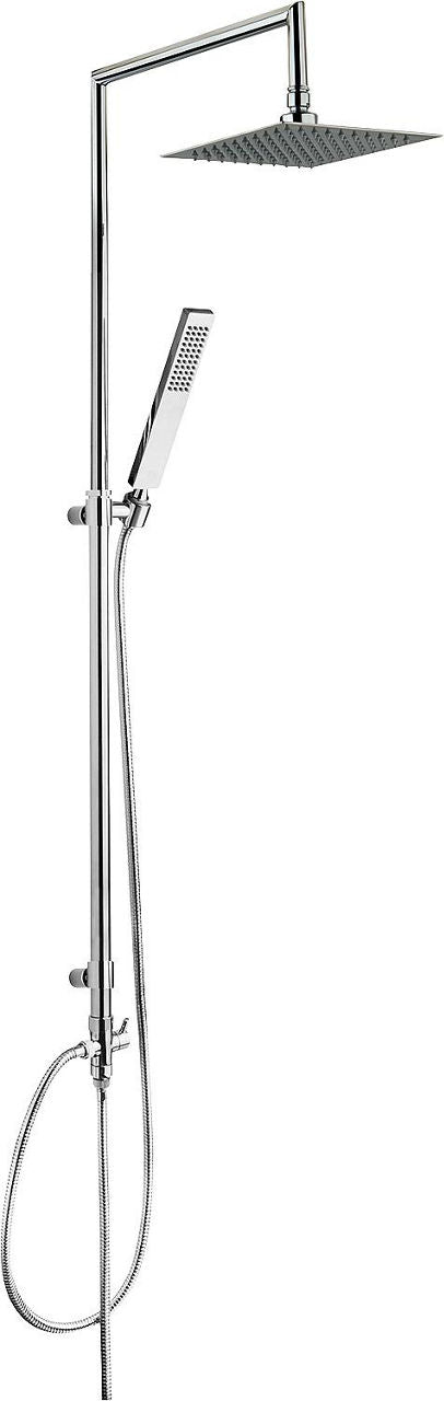 Colonne de douche Square avec douchette baton et pomme de tete 200x200 mm chrome