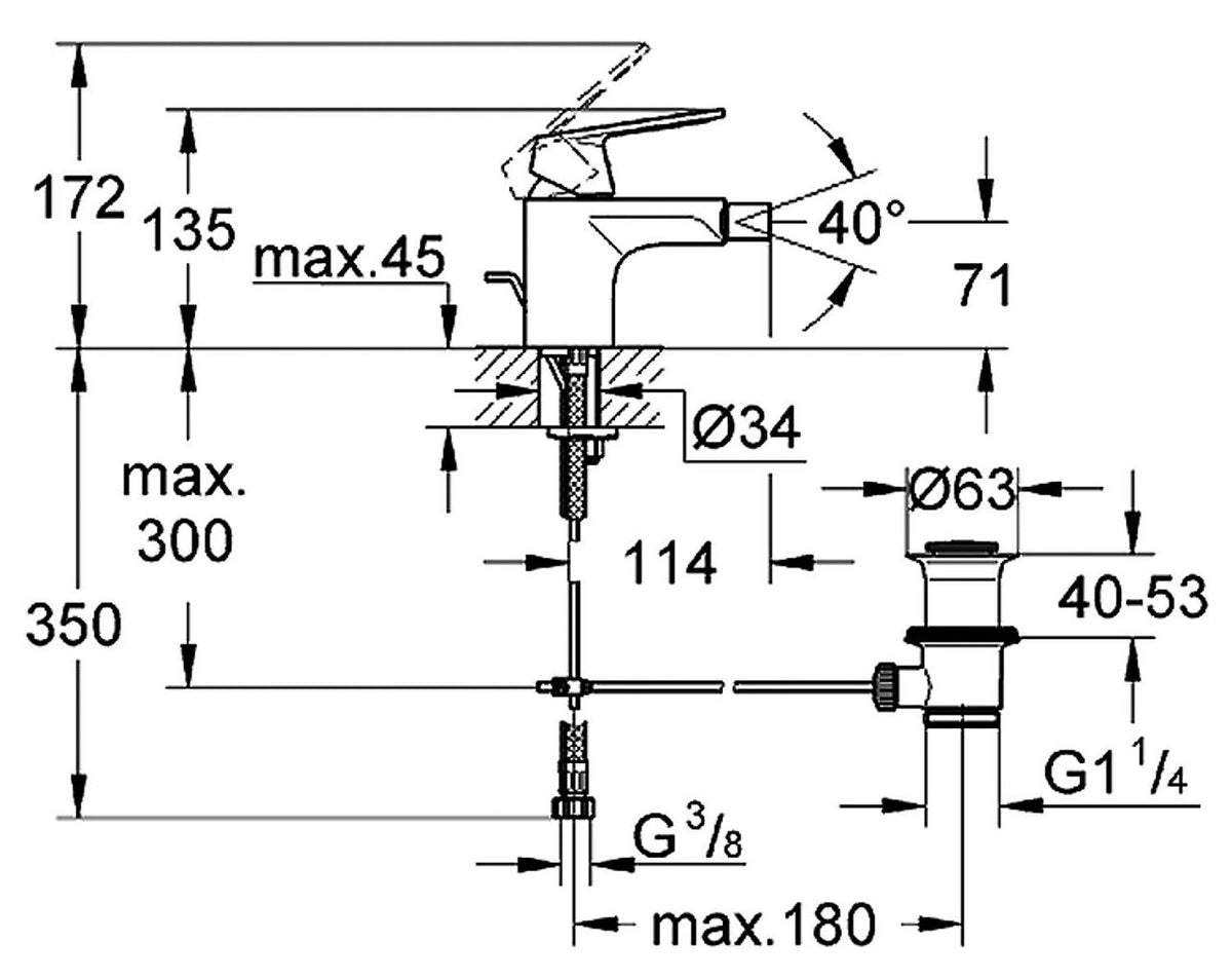 Mitigeur bidet Grohe Eurosmart Cosmopolitan chromé