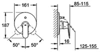 Mitigeur bain/douche encastré Grohe Eurosmart Cosmopolitan rosace Ø 161 mm chromé