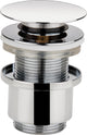 Bonde de lavabo "Klicker" 1"1/4 laiton chromé, sans trop-plein bouchon excentrique 64mm