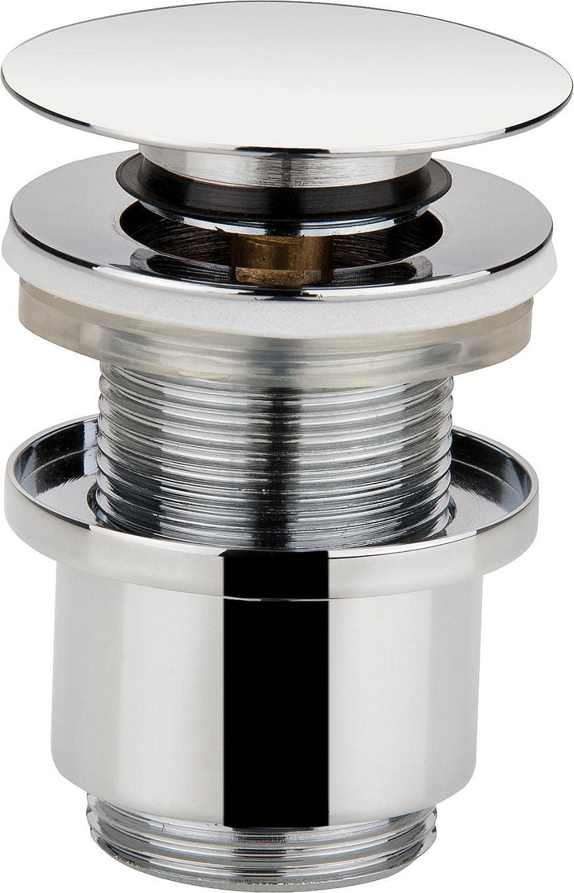 Bonde de lavabo "Klicker" 1"1/4 laiton chromé, sans trop-plein bouchon excentrique 64mm