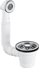 Bonde d'évier avec trop-plein flexible 1 1/2'' x 70 mm, insert inox, trop-plein rond