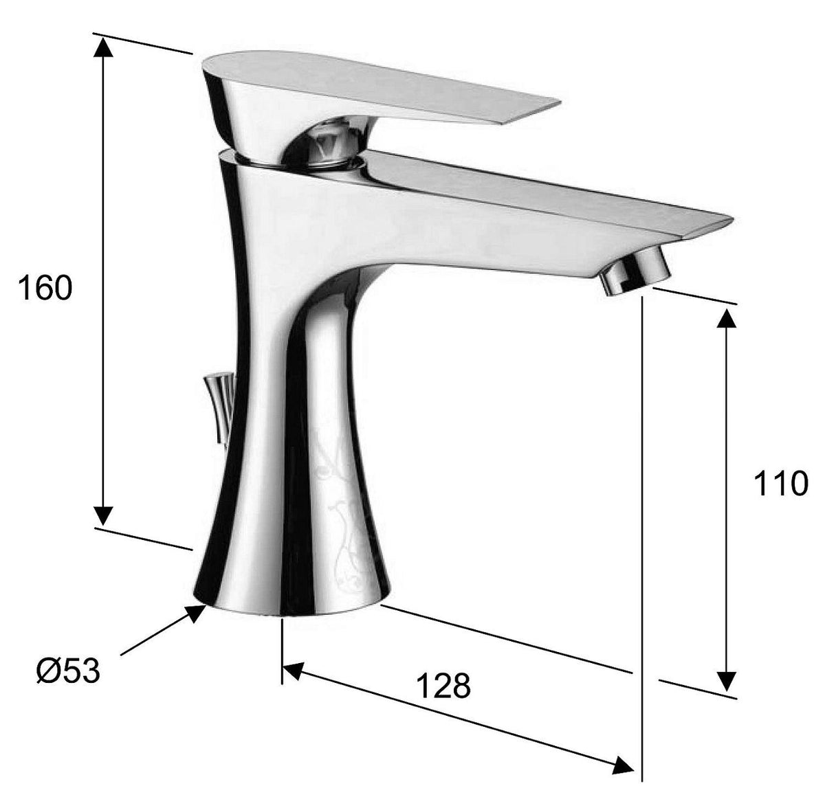 Mitigeur de lavabo Evenes Diva saillie 128mm chromé
