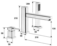 Mitigeur bord baignoire 3 trous Skyline avec douchette stick, saillie 210 mm, chromé