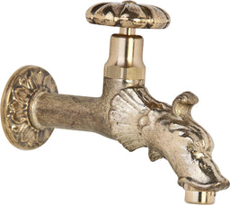 Robinet d'arrosage en bronze avec poignée rotative raccord mural 1/2" et rosace
