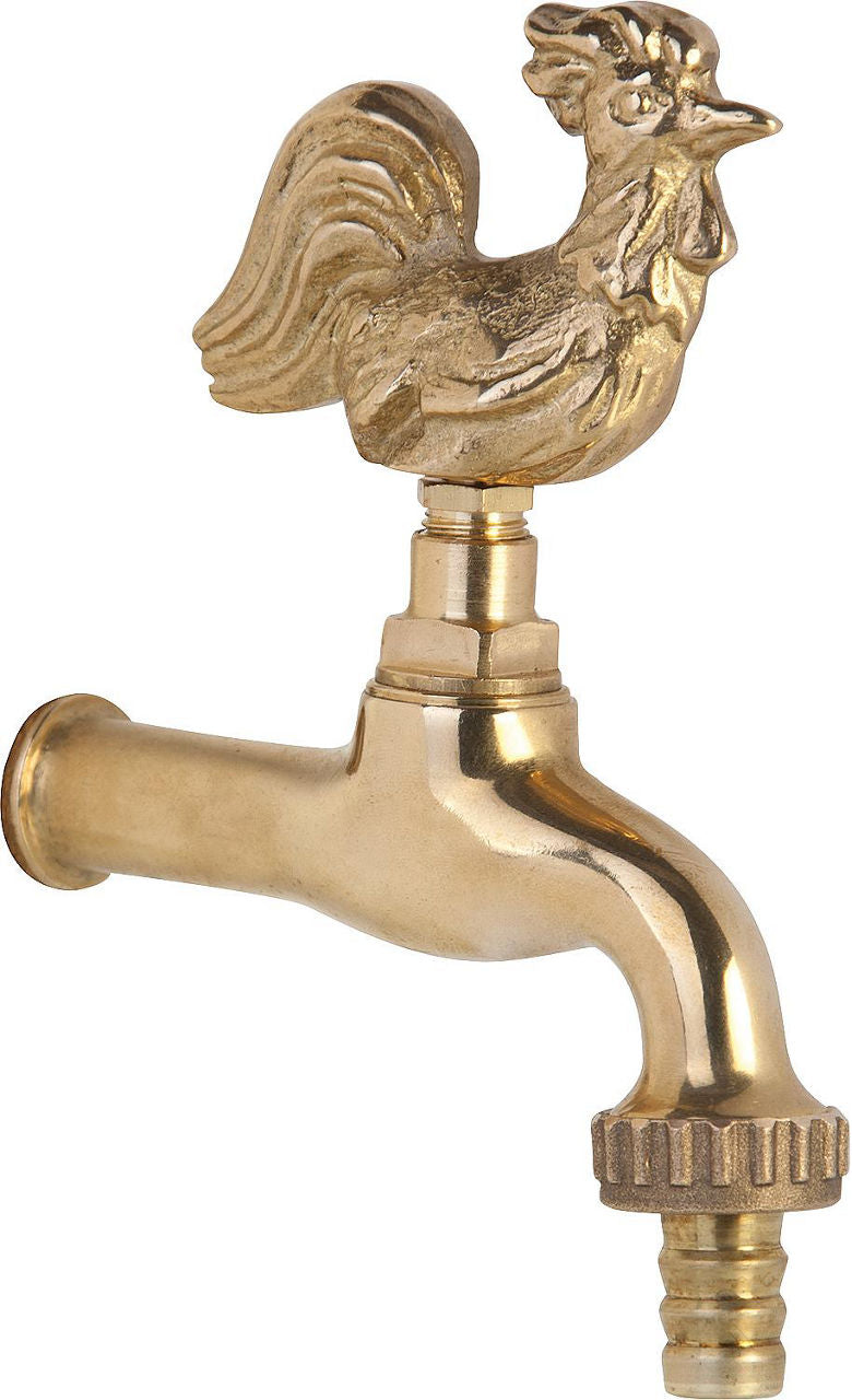 Robinet d'arrosage 'Coq' en laiton sans rosace, raccord flexible, raccord mural 1/2"