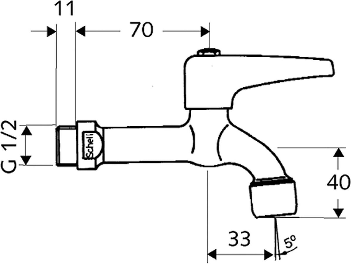 Robinet d'arrosage SCHELL avec levier et mousseur 1/2" chromé