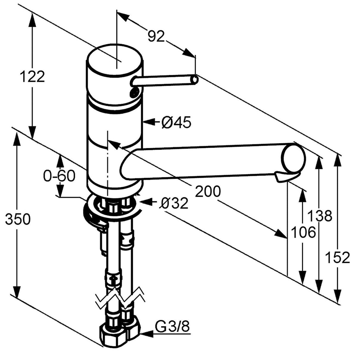 Mitigeur d'évier Kludi Scope orientable, chromé