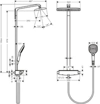 Hansgrohe Raindance Select 360 Thermostatic Shower System with 360x190 mm Chrome Overhead Shower