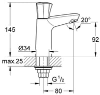 Robinet sur colonne Grohe Costa saillie 80mm chromé