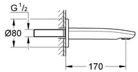 Bec mural pour baignoire Grohe Eurostyle Cosmopolitan saillie 170 mm chromé