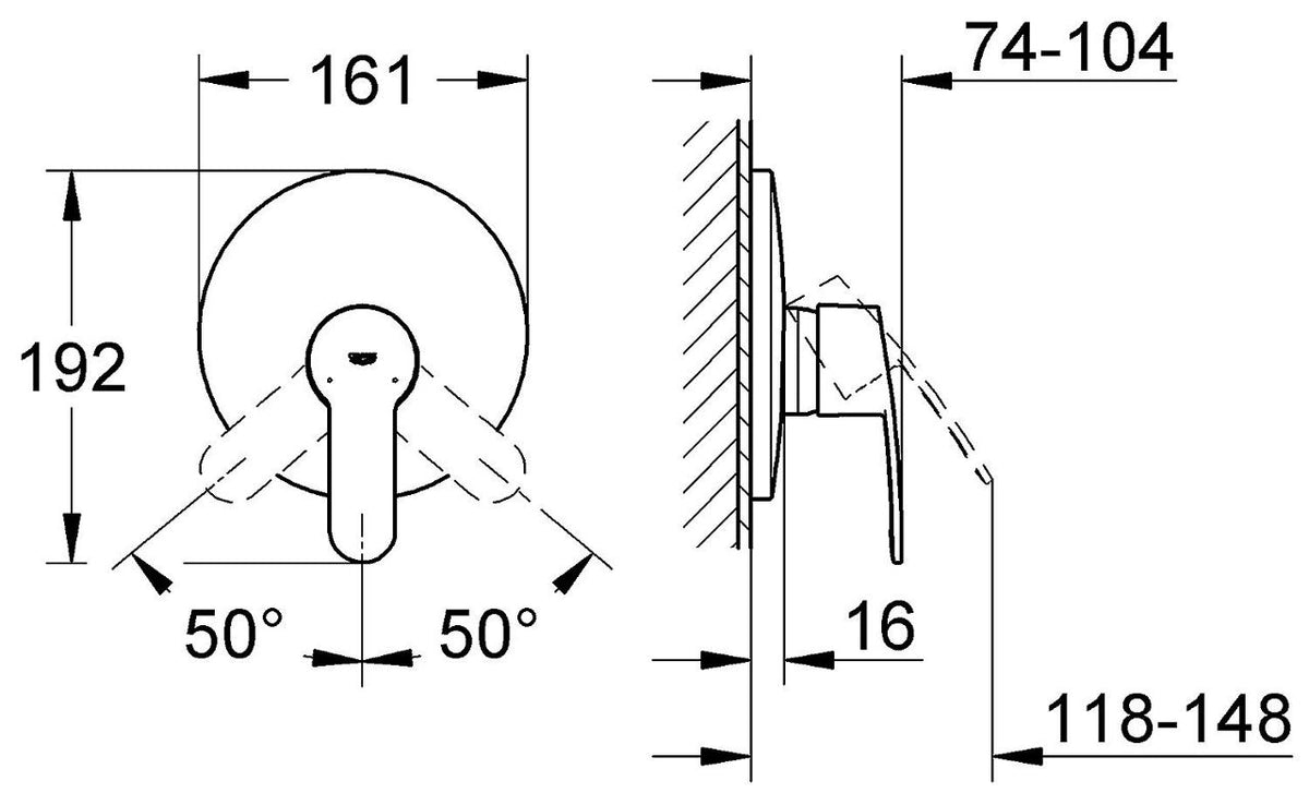 Mitigeur douche encastré Grohe Eurostyle Cosmopolitan rosace Ø 158 mm chromé