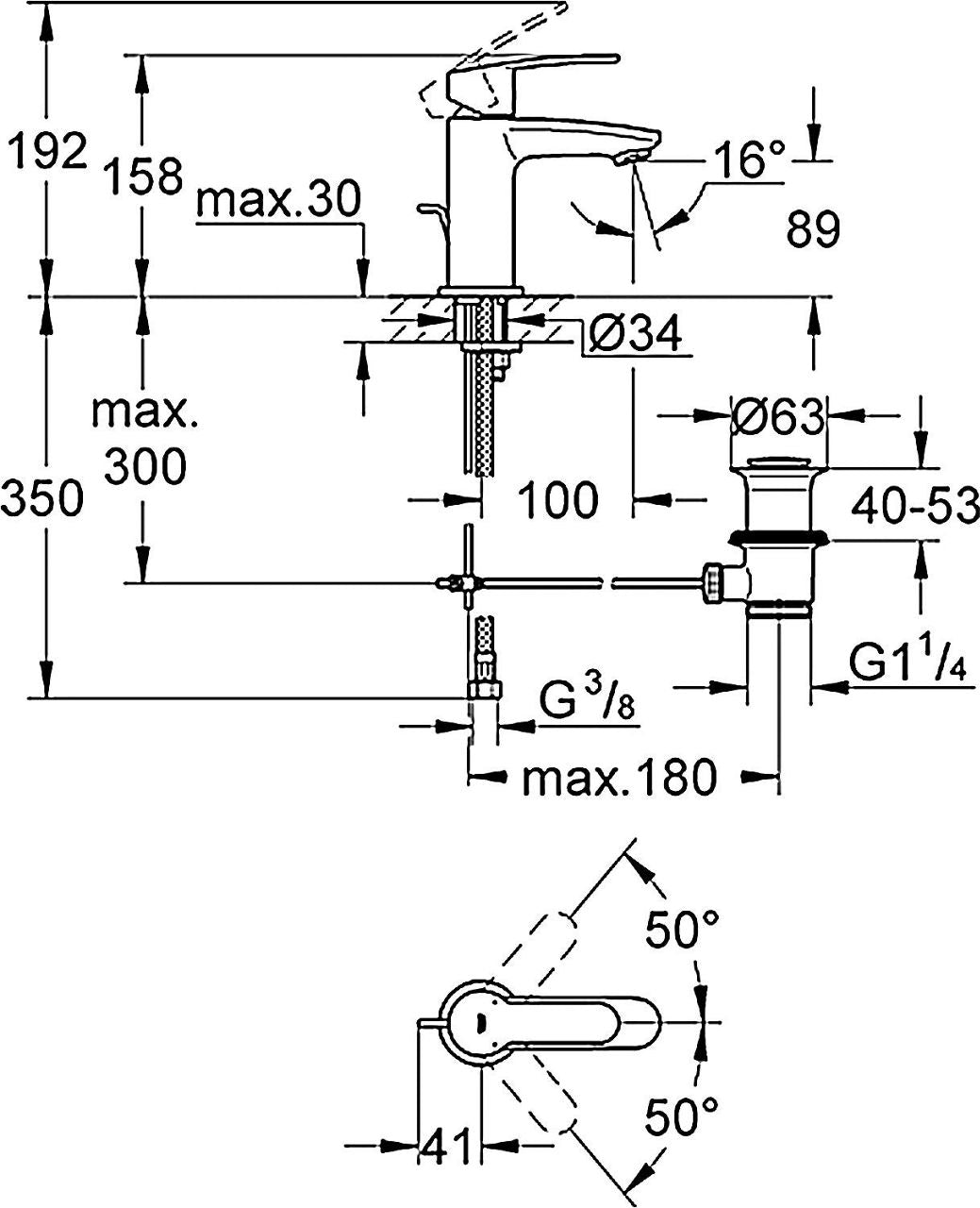 Mitigeur de lavabo Grohe Eurostyle Cosmopolitan saillie 100 mm chromé
